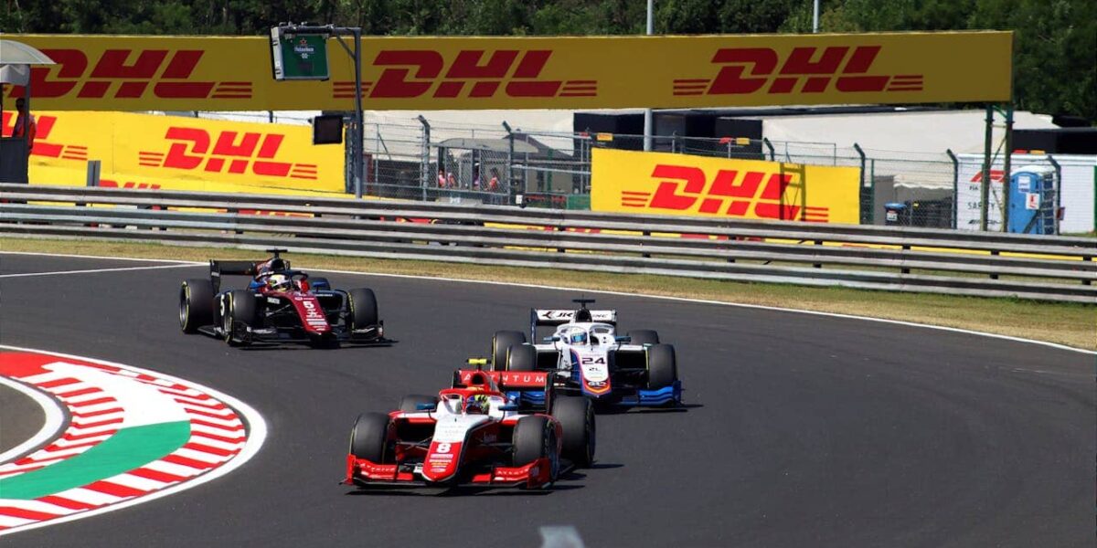 Formula 2 car on a racetrack in action