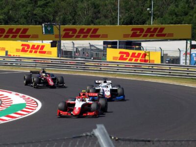 Formula 2 car on a racetrack in action