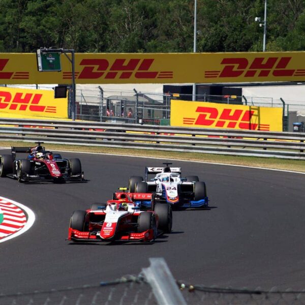 Formula 2 car on a racetrack in action