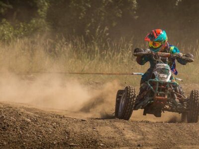 A stylish quad bike parked off road, ideal for car enthusiasts