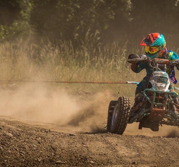 A stylish quad bike parked off road, ideal for car enthusiasts