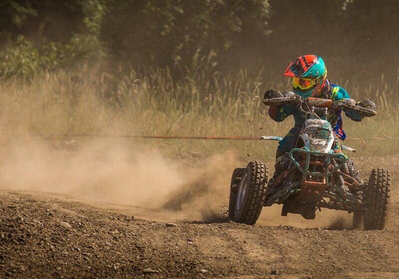 A stylish quad bike parked off road, ideal for car enthusiasts